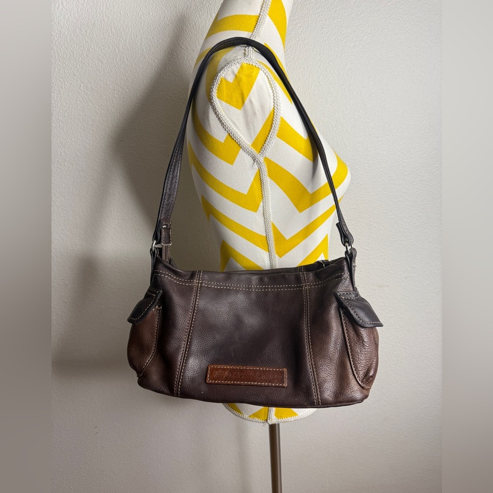Brown fossil leather shoulder purse